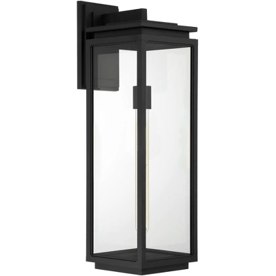 Possini Euro Design Atkins Modern Outdoor Wall Light Fixture Matte Black 24" Clear Glass For Post Exterior Barn Deck House Porch Yard Patio Outside - Image 5