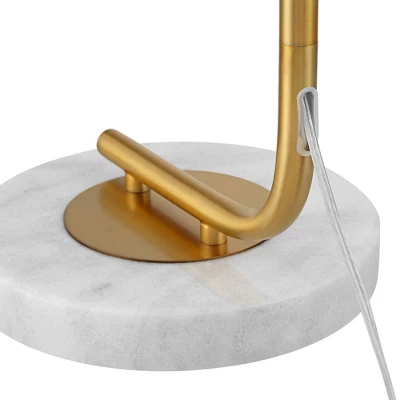 Possini Euro Design Casaba Mid Century Modern Chairside Arc Floor Lamp 64" Tall Warm Gold Adjustable Frosted Glass Shade For Living Room Reading House - Image 5
