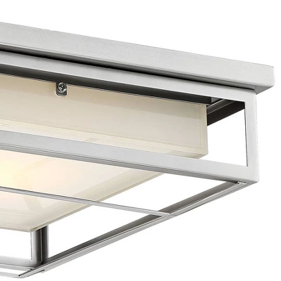 Possini Euro Design Radcliffe Modern Flush Mount Outdoor Ceiling Light Matte Nickel LED 4" Frosted Bonded Glass Damp Rated For Post Exterior Barn Deck - Image 2
