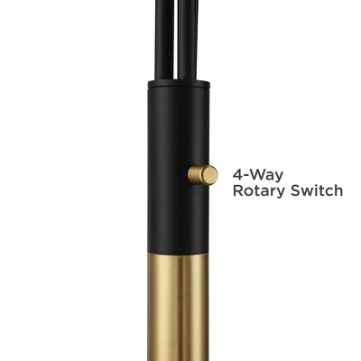 Possini Euro Design Rayne Modern Arc Floor Lamp 72" Tall Gold Black 3 Light LED Adjustable Arm Frosted Glass Globe Shade For Living Room Reading Home - Image 3