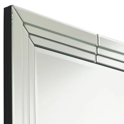 Possini Euro Design Rectangular Vanity Decorative Wall Mirror Modern Beveled Edge Clear Mirrored Tiles Frame 27" Wide For Bathroom Bedroom Living Room - Image 2