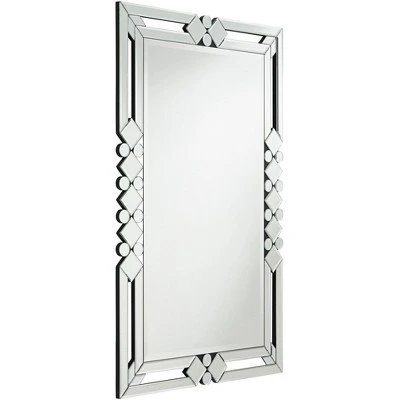 Possini Euro Design Clafia Rectangular Vanity Wall Mirror Modern Beveled Edge Clear Diamond Mirrored Frame 26" Wide For Bathroom Bedroom Living Room - Image 4