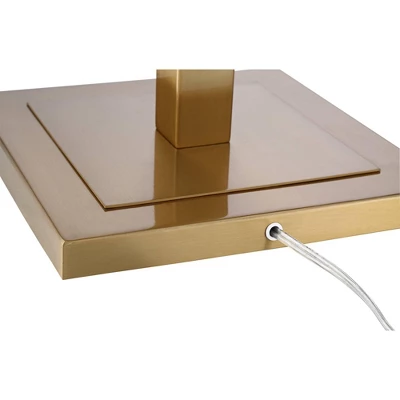 Possini Euro Design Artisan Swing Arm Floor Lamp 62.25" Tall Warm Antique Brass Linen Drum Shade For Living Room Reading Bedroom Office - Image 6