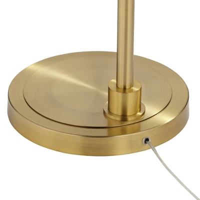 Possini Euro Design Kipling Modern 62 1/2" Tall Downbridge Arc Floor Lamp Warm Gold Metal Clear Glass Shade For Living Room Reading House - Image 5