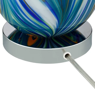 Possini Euro Design Pablo 27" Tall Modern Table Lamp Table Top Dimmer Blue Art Glass Single Living Room Bedroom Bedside Nightstand House White Shade - Image 6