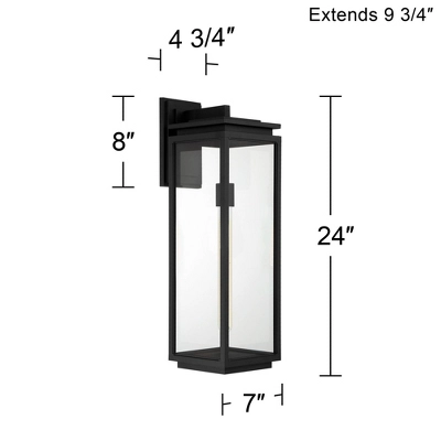 Possini Euro Design Atkins Modern Outdoor Wall Light Fixture Matte Black 24" Clear Glass For Post Exterior Barn Deck House Porch Yard Patio Outside - Image 7