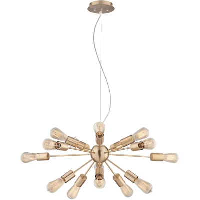 Possini Euro Design Hemingson Gold Large Chandelier 33" Wide Modern Sputnik 12-Light LED Fixture For Dining Room House Foyer Kitchen Island Entryway - Image 5