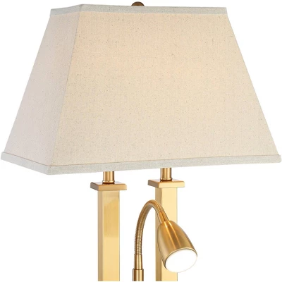 Possini Euro Design Possini Euro Deacon Brass Gooseneck Lamps With USB Port And Outlet Set Of 2 - Image 2