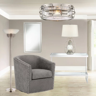 Possini Euro Design Light Blaster Art Deco Torchiere Floor Lamp 72 1/2" Tall Brushed Nickel LED Frosted Glass Bowl Shade For Living Room Bedroom House - Image 6