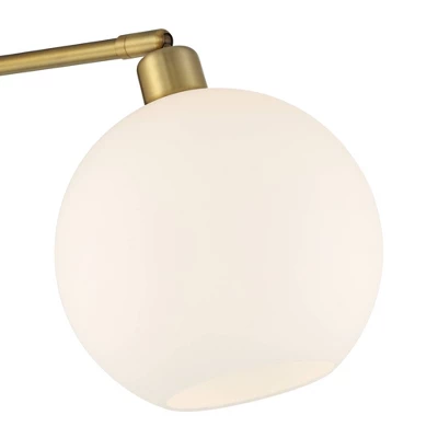 Possini Euro Design Casaba Mid Century Modern Chairside Arc Floor Lamp 64" Tall Warm Gold Adjustable Frosted Glass Shade For Living Room Reading House - Image 2