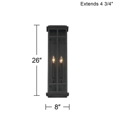 Possini Euro Design Metrix Modern Industrial Outdoor Wall Light Fixture Black Metal 26" Clear Glass For Post Exterior Barn Deck House Porch Yard Patio - Image 7