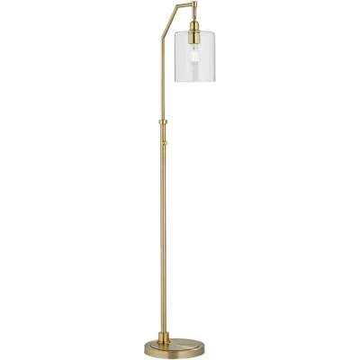 Possini Euro Design Kipling Modern 62 1/2" Tall Downbridge Arc Floor Lamp Warm Gold Metal Clear Glass Shade For Living Room Reading House - Image 6