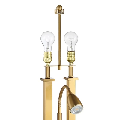 Possini Euro Design Possini Euro Deacon Brass Gooseneck Lamps With USB Port And Outlet Set Of 2 - Image 3
