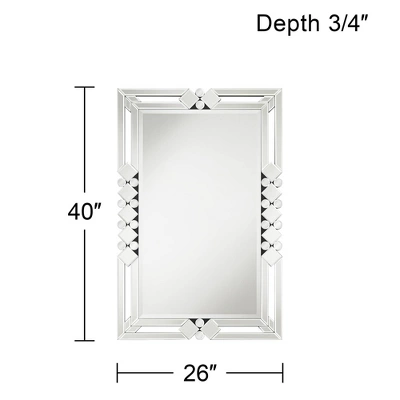 Possini Euro Design Clafia Rectangular Vanity Wall Mirror Modern Beveled Edge Clear Diamond Mirrored Frame 26" Wide For Bathroom Bedroom Living Room - Image 7