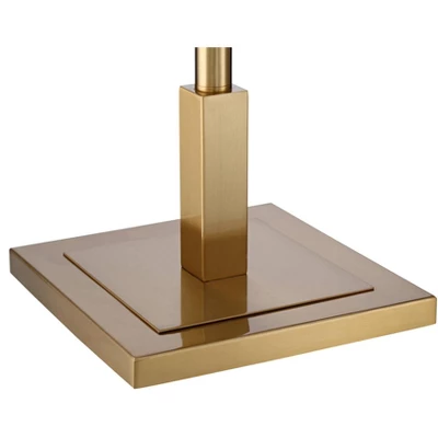 Possini Euro Design Artisan Swing Arm Floor Lamp 62.25" Tall Warm Antique Brass Linen Drum Shade For Living Room Reading Bedroom Office - Image 5