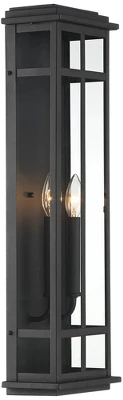 Possini Euro Design Metrix Modern Industrial Outdoor Wall Light Fixture Black Metal 26" Clear Glass For Post Exterior Barn Deck House Porch Yard Patio - Image 5