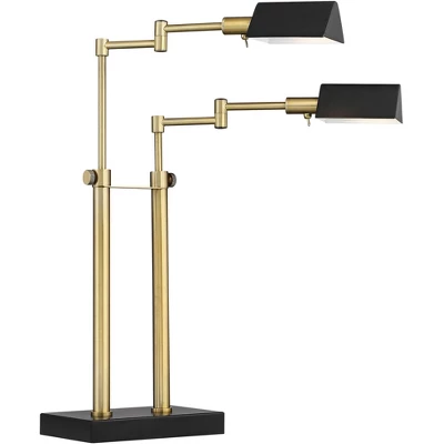 Possini Euro Design Keegan Modern Desk Lamp 24" High Warm Brass With Dual USB Charging Ports LED Adjustable Black Shade For Bedroom Living Room Desk - Image 8