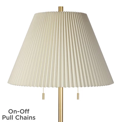 Possini Euro Design Milan Modern 66" Tall Floor Lamp Gold Metal Beige Pleated Empire Fabric Shade For Living Room Bedroom Office - Image 2