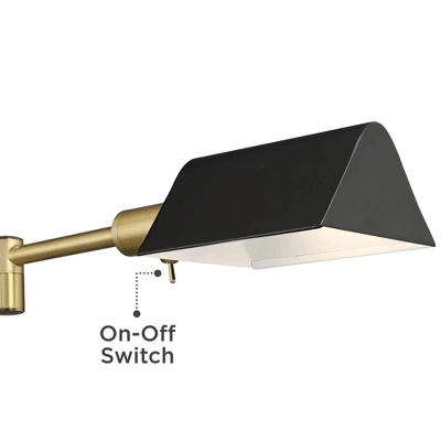 Possini Euro Design Keegan Modern Desk Lamp 24" High Warm Brass With Dual USB Charging Ports LED Adjustable Black Shade For Bedroom Living Room Desk - Image 2