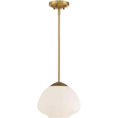 Possini Euro Design Orilla Brass Mini Pendant Light 11 3/4" Wide Mid Century Modern White Opal Glass Shade For Dining Room House Foyer Kitchen Island - Image 4
