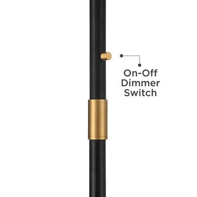 Possini Euro Design Halifax Modern Industrial Floor Lamp 64 1/2" Tall Matte Black Warm Gold Metal Double Drum Shade For Living Room Bedroom Office - Image 4