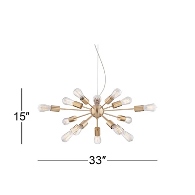 Possini Euro Design Hemingson Gold Large Chandelier 33" Wide Modern Sputnik 12-Light LED Fixture For Dining Room House Foyer Kitchen Island Entryway - Image 6