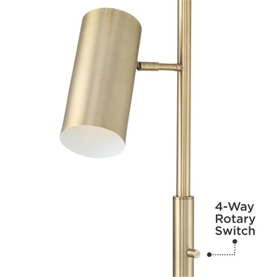 Possini Euro Design Canasta Trac Modern Tree Floor Lamp 67" Tall Satin Brass 3-Light Adjustable Metal Shade For Living Room Reading Bedroom Office - Image 2