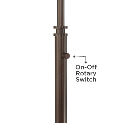 Possini Euro Design Modern Floor Lamp With USB Port 62 1/2" Tall Oil Rubbed Bronze Boom Arm Brown Drum Shade For Living Room House - Image 4
