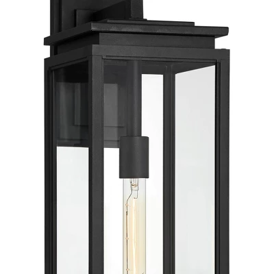 Possini Euro Design Atkins Modern Outdoor Wall Light Fixture Matte Black 24" Clear Glass For Post Exterior Barn Deck House Porch Yard Patio Outside - Image 2