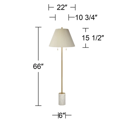 Possini Euro Design Milan Modern 66" Tall Floor Lamp Gold Metal Beige Pleated Empire Fabric Shade For Living Room Bedroom Office - Image 5