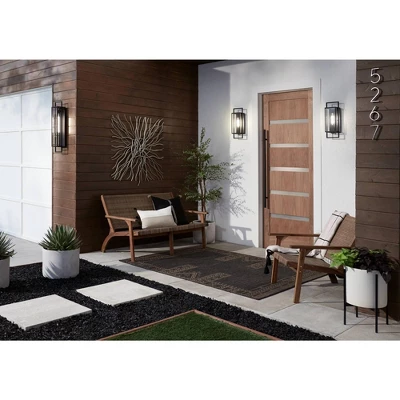 Possini Euro Design Jericho Modern Outdoor Wall Light Fixture Textured Black Steel 28" Clear Glass For Post Exterior Barn Deck House Porch Yard Patio - Image 7