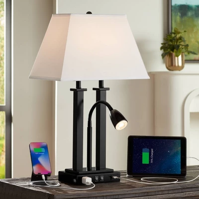 Possini Euro Design Possini Euro Deacon Black USB Port And Outlet Gooseneck Desk Lamps Set Of 2 - Image 8