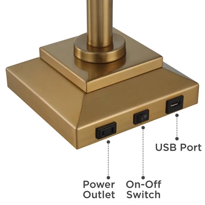 Possini Euro Design Camber Workstation Warm Gold Swing Arm Desk Lamp With Outlet And USB Port - Image 3