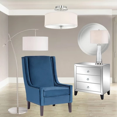 Possini Euro Design Modern Arc Floor Lamp 69" Tall Brushed Steel Adjustable Boom Off White Linen Drum Shade For Living Room Reading Office - Image 8