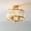 Vienna Full Spectrum Prava Modern Ceiling Light Semi Flush Mount Fixture 16 1/2" Wide Warm Brass 4-Light Crystal Drum For Bedroom Kitchen Living Room