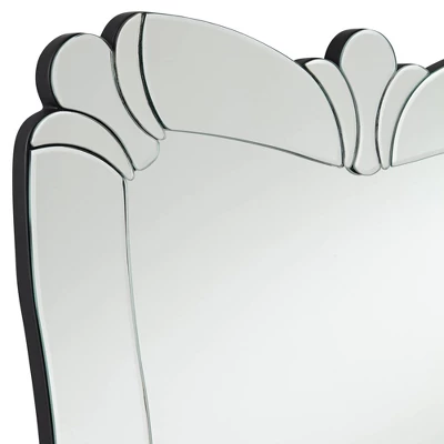 Possini Euro Design Fabrina Rectangular Vanity Decorative Wall Mirror Modern Beveled Edge Flower Glass Mirrored Frame 26" Wide For Bathroom Bedroom - Image 2