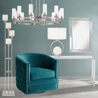 Possini Euro Design Athena Modern Floor Lamp 72" Tall Brushed Nickel 4 Light Tree Clear Outer Opal Inner Double Glass Shade For Living Room Bedroom - Image 8