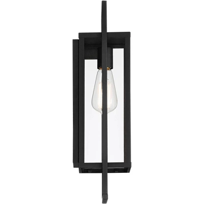 Possini Euro Design Jericho Modern Outdoor Wall Light Fixture Textured Black Metal 19" Clear Glass Panel For Post Exterior Barn Deck House Porch Yard - Image 5