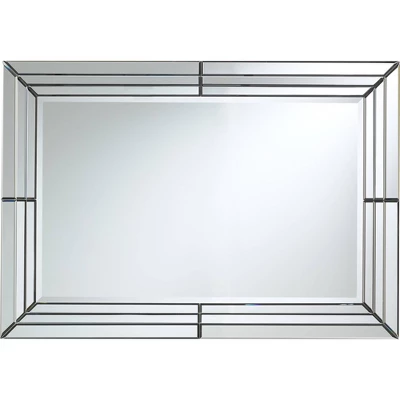Possini Euro Design Rectangular Vanity Decorative Wall Mirror Modern Beveled Edge Clear Mirrored Tiles Frame 27" Wide For Bathroom Bedroom Living Room - Image 4