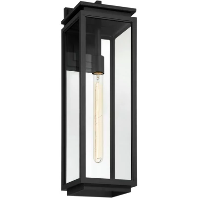 Possini Euro Design Atkins Modern Outdoor Wall Light Fixture Matte Black 24" Clear Glass For Post Exterior Barn Deck House Porch Yard Patio Outside - Image 4