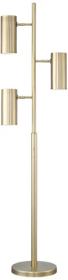 Possini Euro Design Canasta Trac Modern Tree Floor Lamp 67" Tall Satin Brass 3-Light Adjustable Metal Shade For Living Room Reading Bedroom Office - Image 5