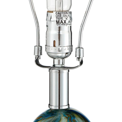 Possini Euro Design Pablo 27" Tall Modern Table Lamp Table Top Dimmer Blue Art Glass Single Living Room Bedroom Bedside Nightstand House White Shade - Image 4