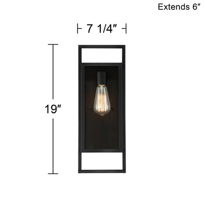 Possini Euro Design Jericho Modern Outdoor Wall Light Fixture Textured Black Metal 19" Clear Glass Panel For Post Exterior Barn Deck House Porch Yard - Image 6