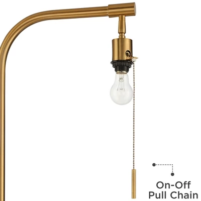 Possini Euro Design Volta Modern Floor Lamp With Tray Table 66" Tall Brass USB Charging Port White Drum Shade For Living Room Bedroom Office House - Image 3