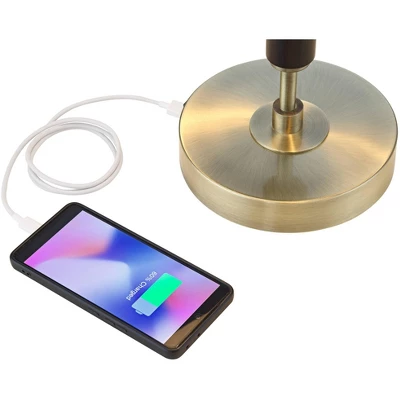 Possini Euro Design Possini Euro® Wyndham Desk Lamp With Glass Shade And Dual USB Ports - Image 5