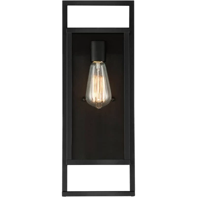 Possini Euro Design Jericho Modern Outdoor Wall Light Fixture Textured Black Metal 19" Clear Glass Panel For Post Exterior Barn Deck House Porch Yard - Image 3