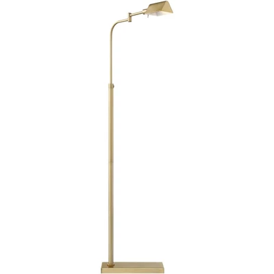 Possini Euro Design Keegan Traditional Pharmacy Floor Lamp 54 1/4" Tall Warm Gold Adjustable Swing Arm Metal Tent Shade For Living Room Reading - Image 7