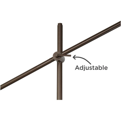 Possini Euro Design Modern Floor Lamp With USB Port 62 1/2" Tall Oil Rubbed Bronze Boom Arm Brown Drum Shade For Living Room House - Image 3