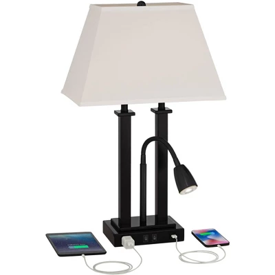 Possini Euro Design Possini Euro Deacon Black USB Port And Outlet Gooseneck Desk Lamps Set Of 2 - Image 2