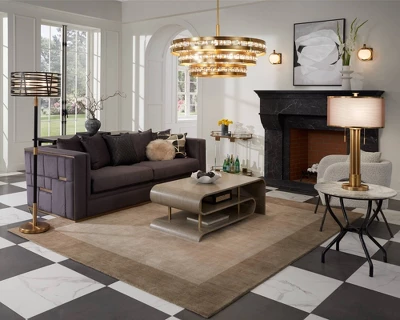 Possini Euro Design Halifax Modern Industrial Floor Lamp 64 1/2" Tall Matte Black Warm Gold Metal Double Drum Shade For Living Room Bedroom Office - Image 7